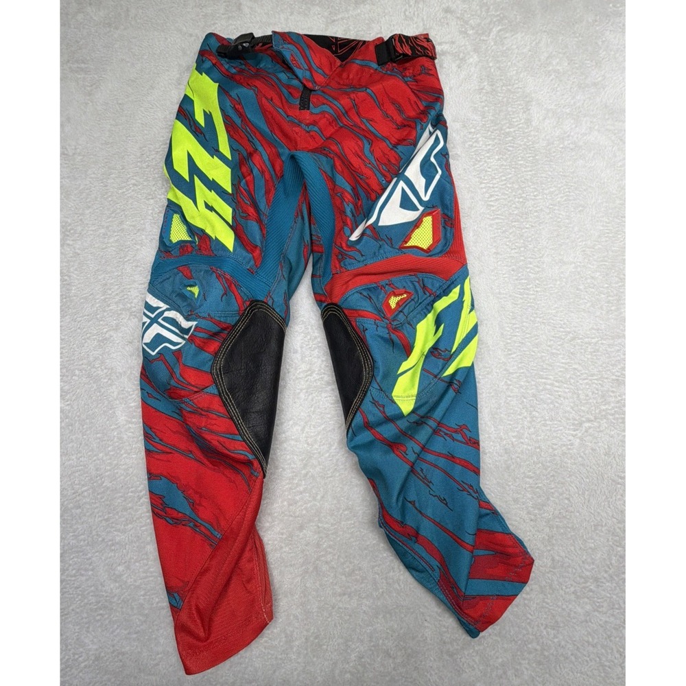Fly Racing BOA Kinetic Relapse Youth Motocross Pants Size 26 Zipper Lock Bright